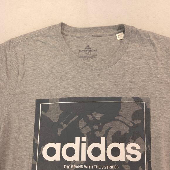 Adidas Casual Crew Neck Short Sleeve Graphic T Shirt Mens Size Medium M Gray - Picture 1 of 9